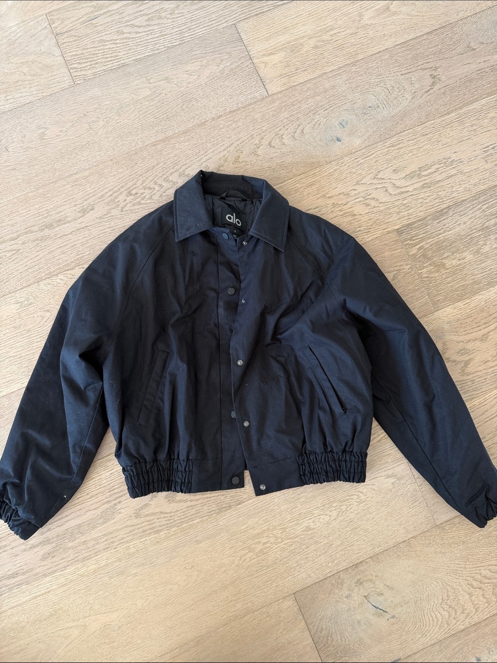 ALO Yoga Black Bomber Jacket with Elastic Hem